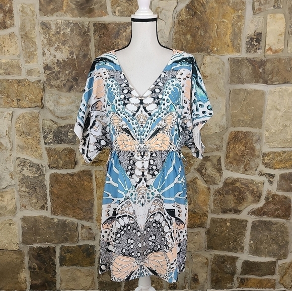 Hale Bob M MEDIUM Moth Butterfly Print Dress - Picture 3 of 11